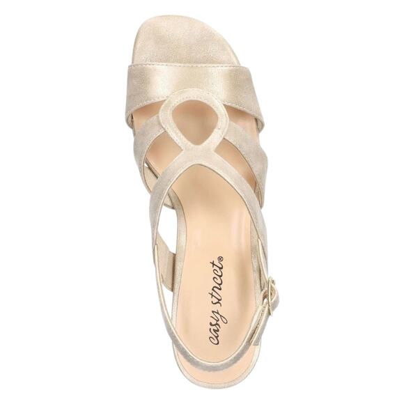 Easy Street Women's Zella Slingback Kitten Heel Sandals Light Gold Size 8 1/2 W - Picture 5 of 6